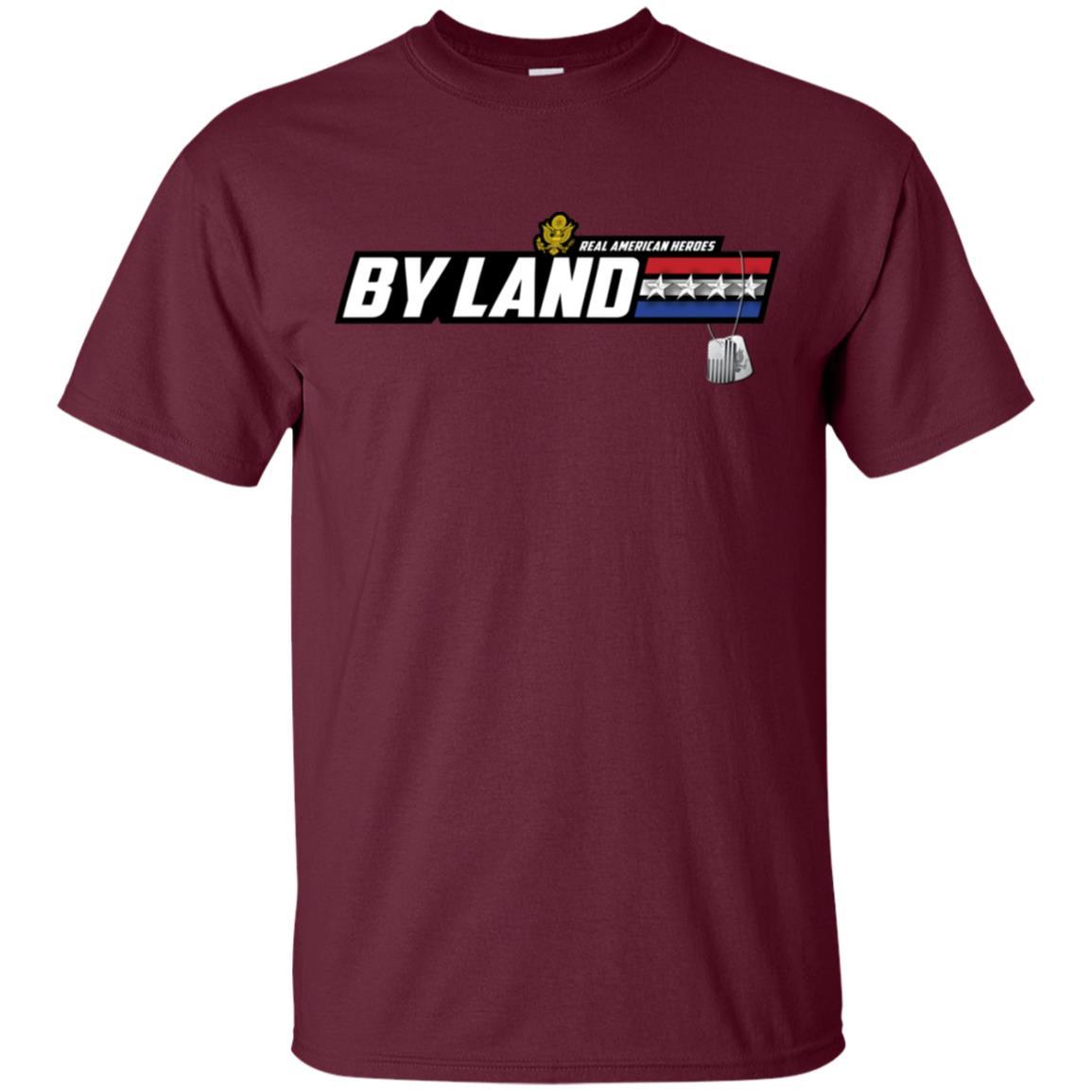 US Army T-Shirt "Real American Heroes By Land" O-10 General(GEN) On Front-TShirt-Army-Veterans Nation