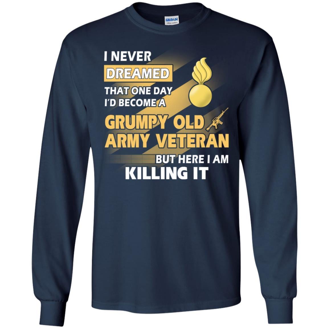 US Army T-Shirt "Ordnance Corps Grumpy Old Veteran" On Front-TShirt-Army-Veterans Nation