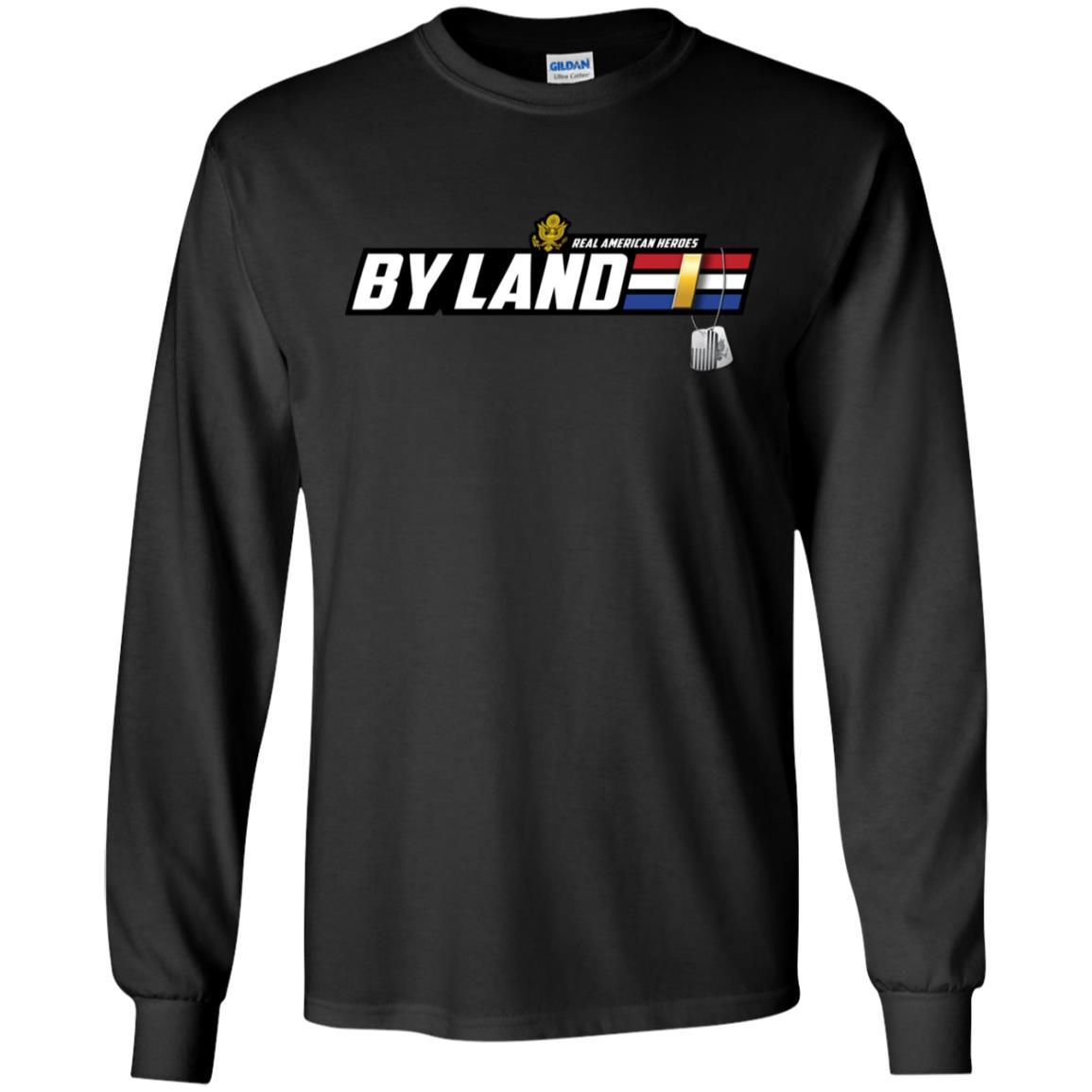 US Army T-Shirt "Real American Heroes By Land" O-1 Second Lieutenant(2LT) On Front-TShirt-Army-Veterans Nation