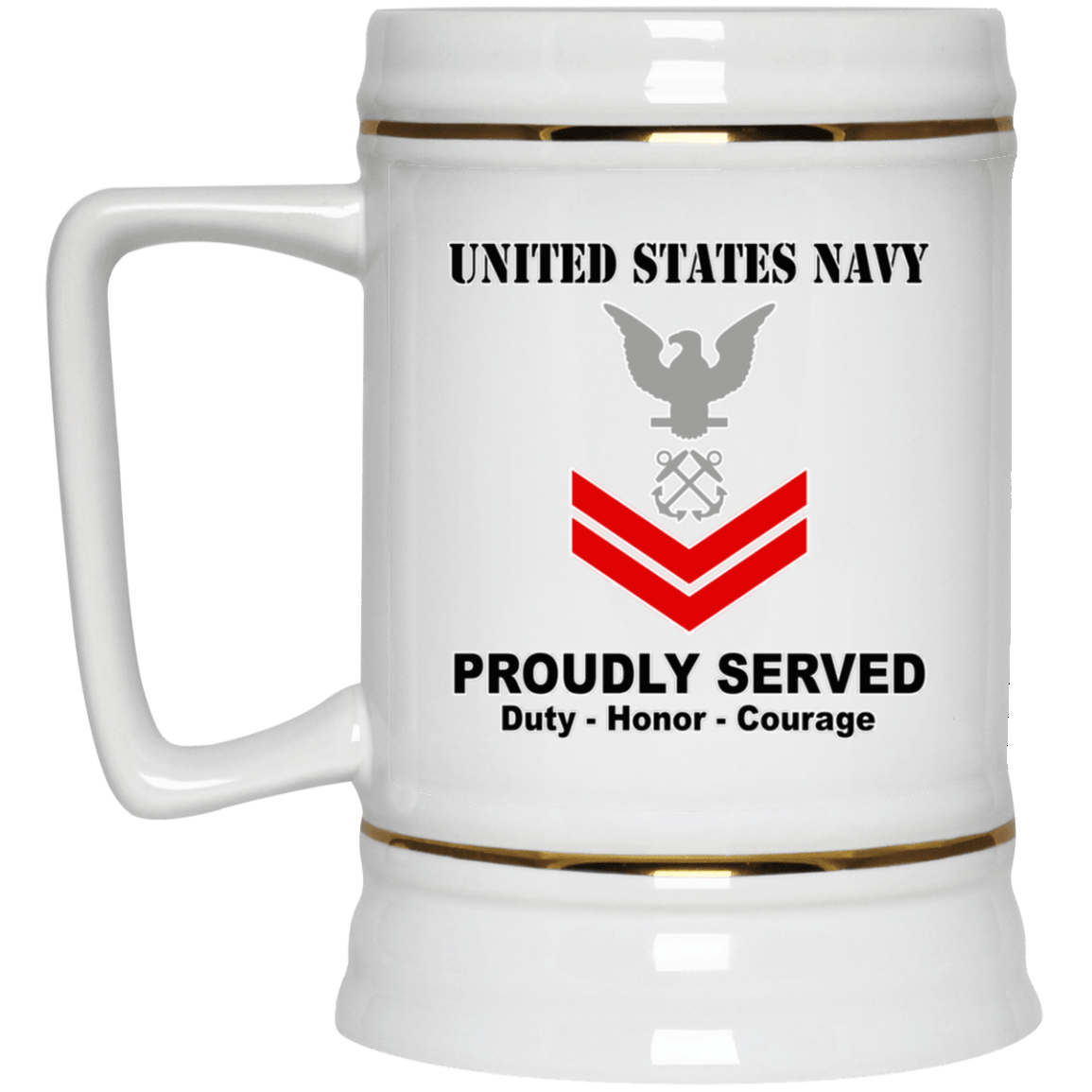 US Navy E-5 Petty Officer Second Class E5 PO2 Noncommissioned Officer Ranks T shirt White Coffee Mug - Stainless Travel Mug-Mug-Navy-Collar-Veterans Nation