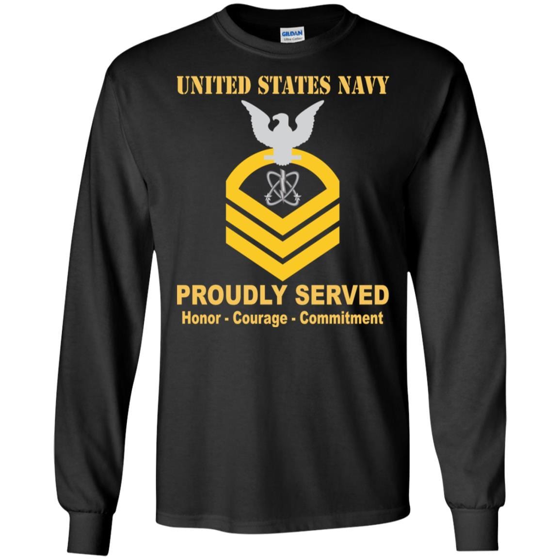 Navy Electronics Warfare Technician Navy EW E-7 Rating Badges Proudly Served T-Shirt For Men On Front-TShirt-Navy-Veterans Nation