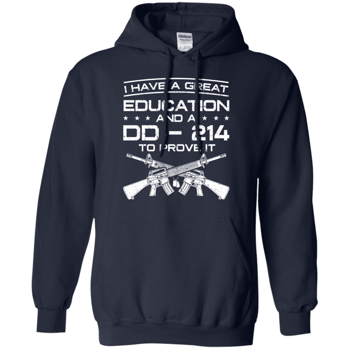 Military T-Shirt "I Have A Great Education And A DD 214 To Prove It - Men" Front-TShirt-General-Veterans Nation