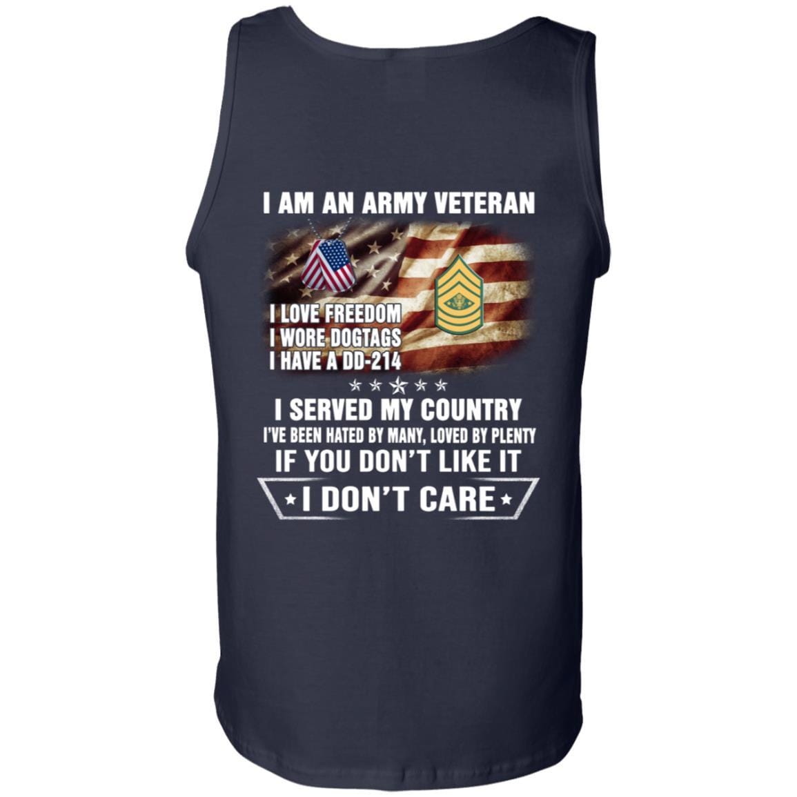 T-Shirt "I Am An Army Veteran" E-9 Sergeant Major of the Army(SMA)Rank On Back-TShirt-Army-Veterans Nation