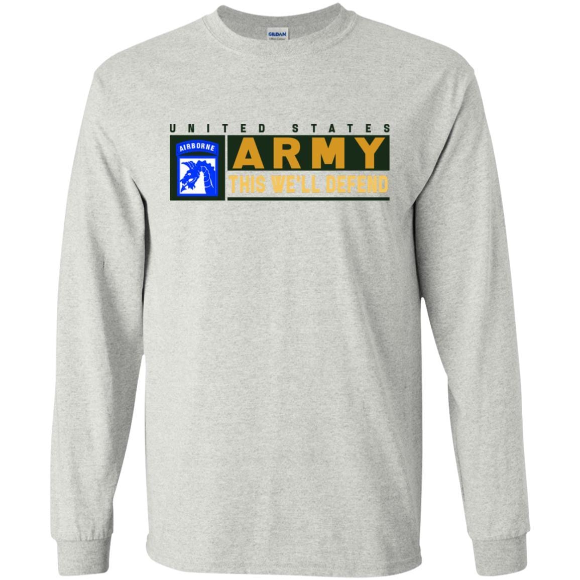 US Army 18th XVIII Airborne- This We'll Defend T-Shirt On Front For Men-TShirt-Army-Veterans Nation