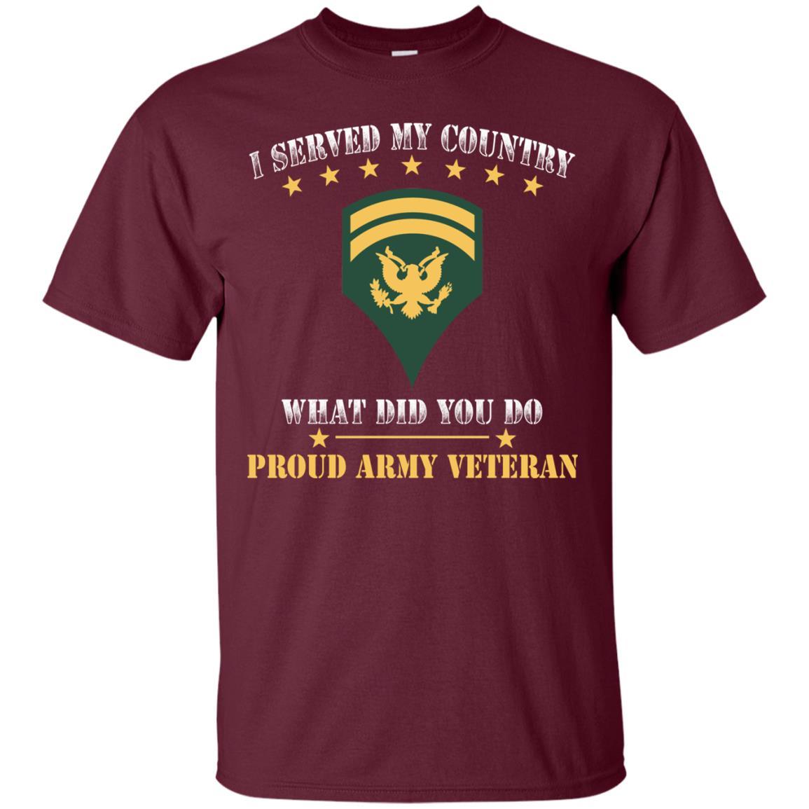US Army E-6 SPC E6 Specialist Ranks Men Front T Shirt - Proud US Army Veteran-TShirt-Army-Veterans Nation
