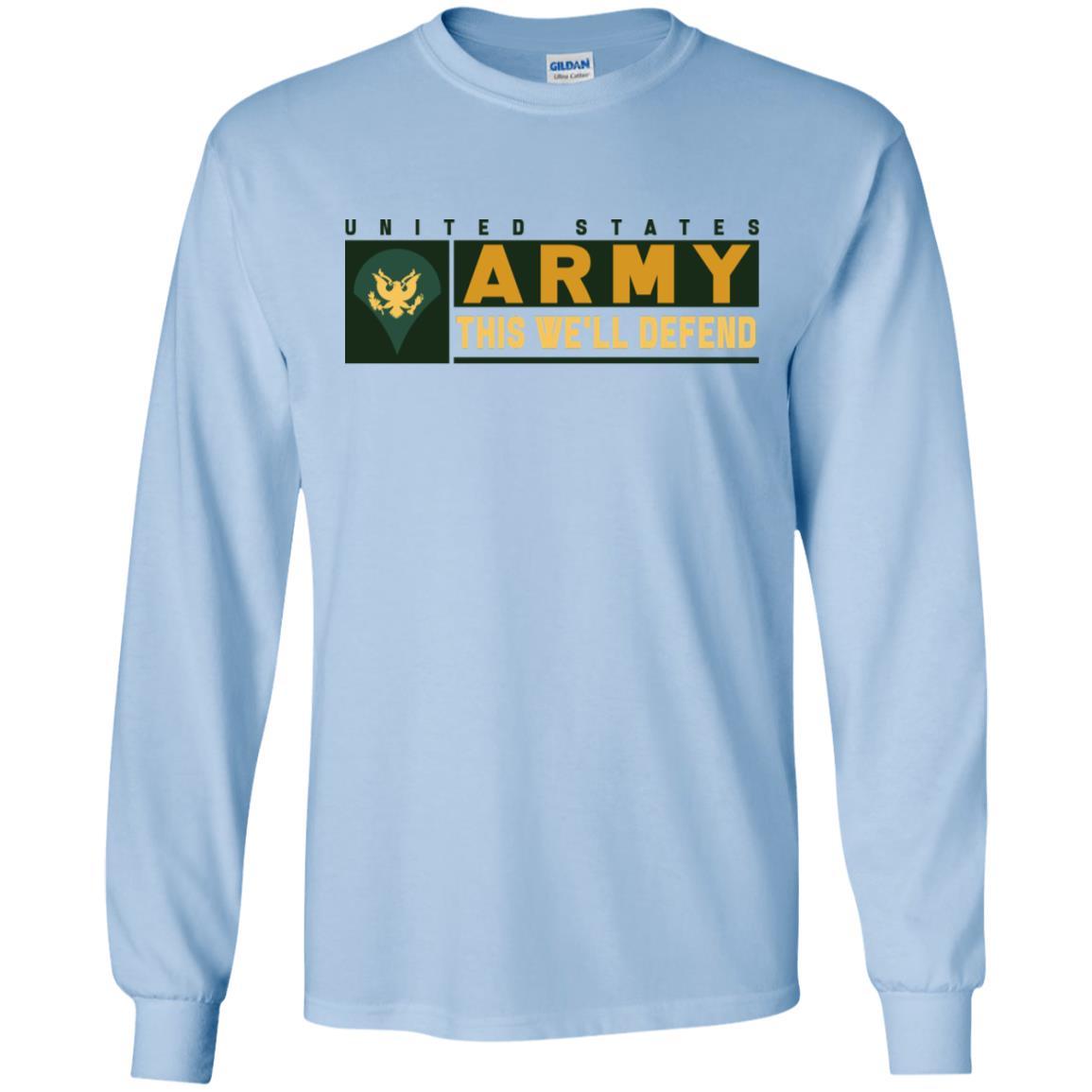 US Army E-4 SPC This We Will Defend T-Shirt On Front For Men-TShirt-Army-Veterans Nation