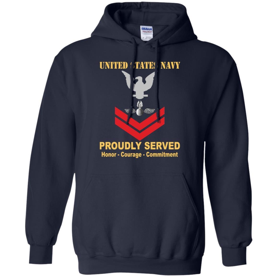 Navy Aviation Ordnanceman Navy AO E-5 Rating Badges Proudly Served T-Shirt For Men On Front-TShirt-Navy-Veterans Nation