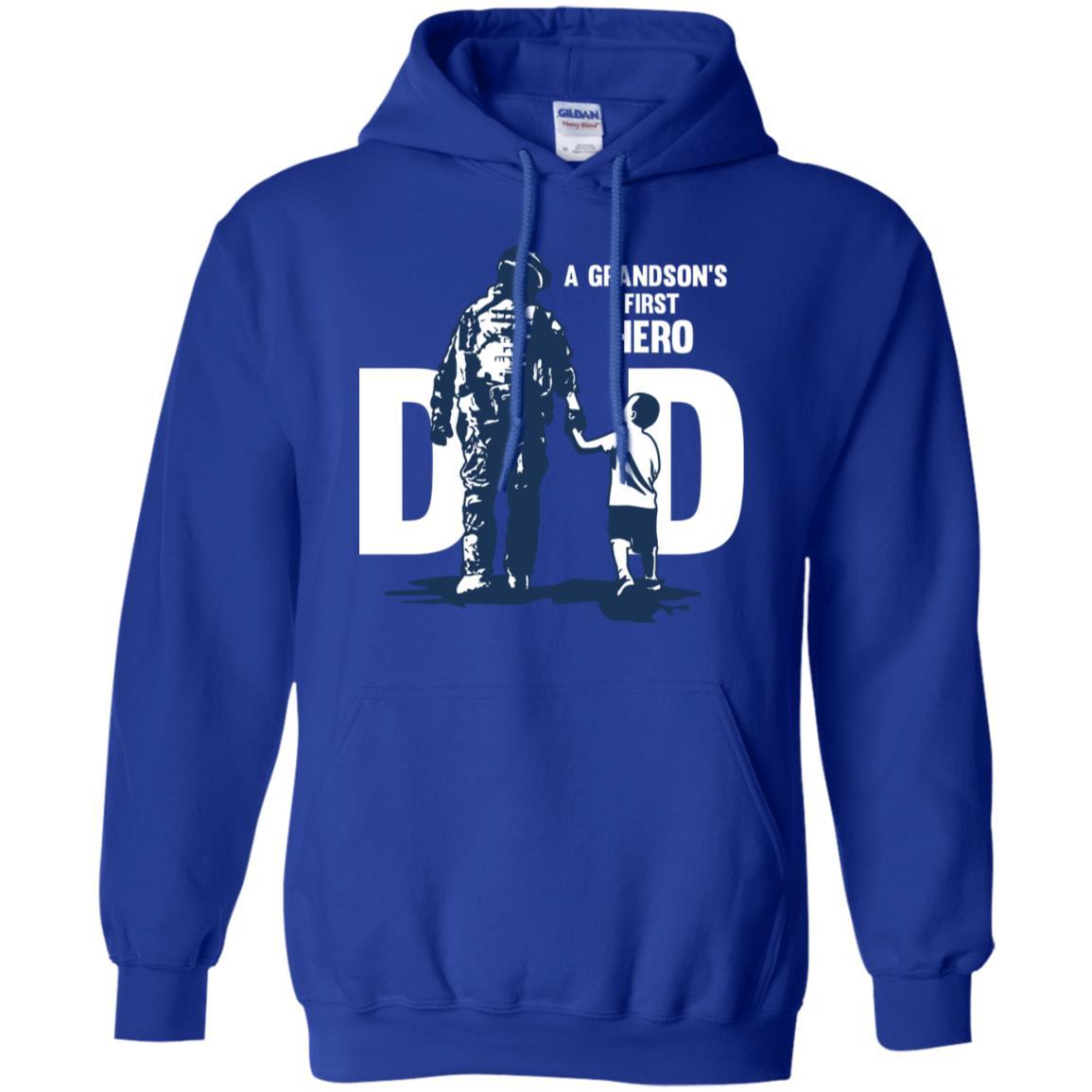 Military T-Shirt "A GRANDSON'S FIRST HERO FIRST LOVE DAD On" Front-TShirt-General-Veterans Nation