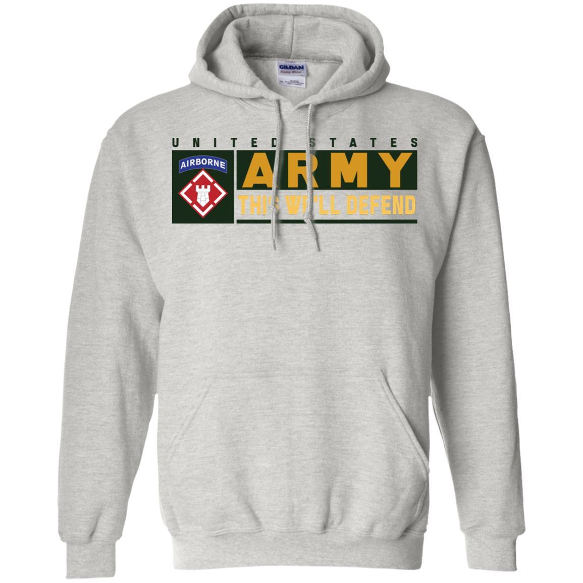 US Army 20TH ENGINEER BRIGADE WITH AIRBORNE TAB- This We'll Defend T-Shirt On Front For Men-TShirt-Army-Veterans Nation