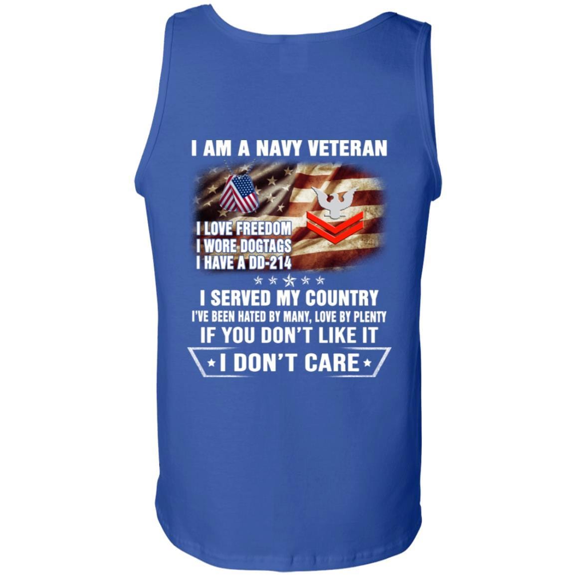 I Am A Navy Veteran E-5 Petty Officer Second Class E5 PO2 Collar Device T-Shirt On Back-TShirt-Navy-Veterans Nation