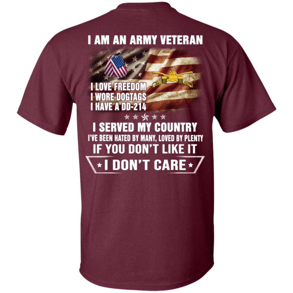 T-Shirt "I Am An Army Armor Veteran" On Back-TShirt-Army-Veterans Nation