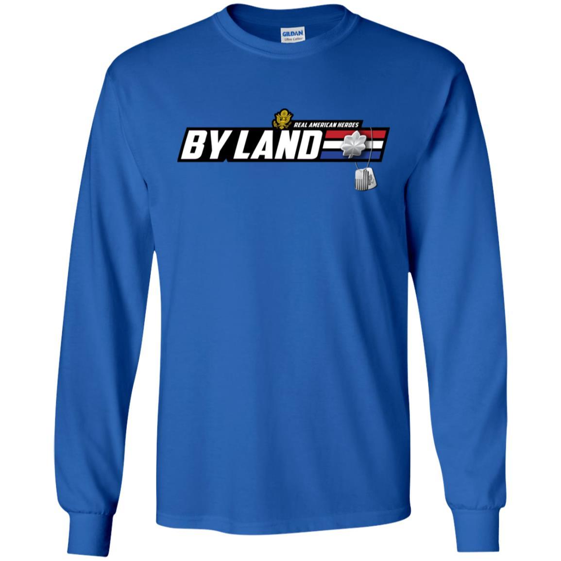 US Army T-Shirt "Real American Heroes By Land" O-5 Lieutenant Colonel(LTC) On Front-TShirt-Army-Veterans Nation