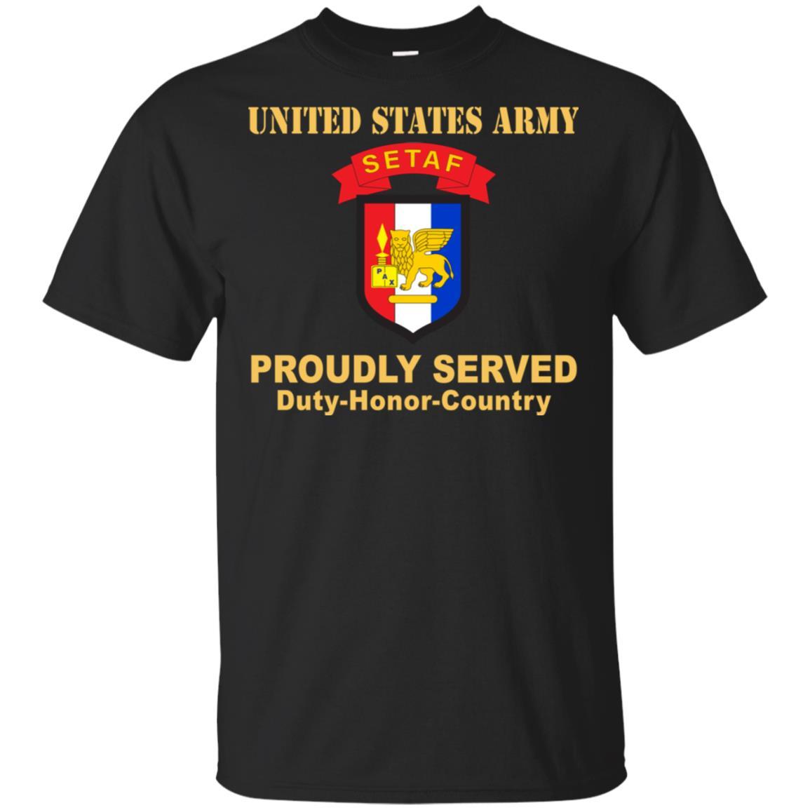 US ARMY USARAF-SETAF COMBAT SERVICE ID BADGE- Proudly Served T-Shirt On Front For Men-TShirt-Army-Veterans Nation