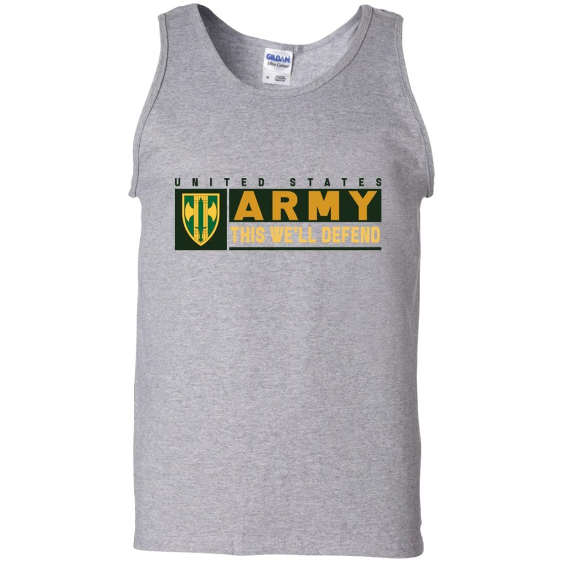 US Army 18TH MILITARY POLICE BRIGADE- This We'll Defend T-Shirt On Front For Men-TShirt-Army-Veterans Nation