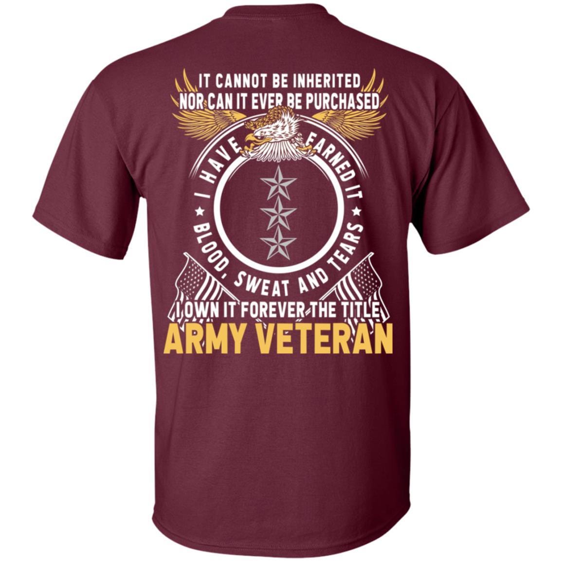 US Army O-9 Lieutenant General O9 LTG General Officer Ranks T-Shirt For Men On Back-TShirt-Army-Veterans Nation