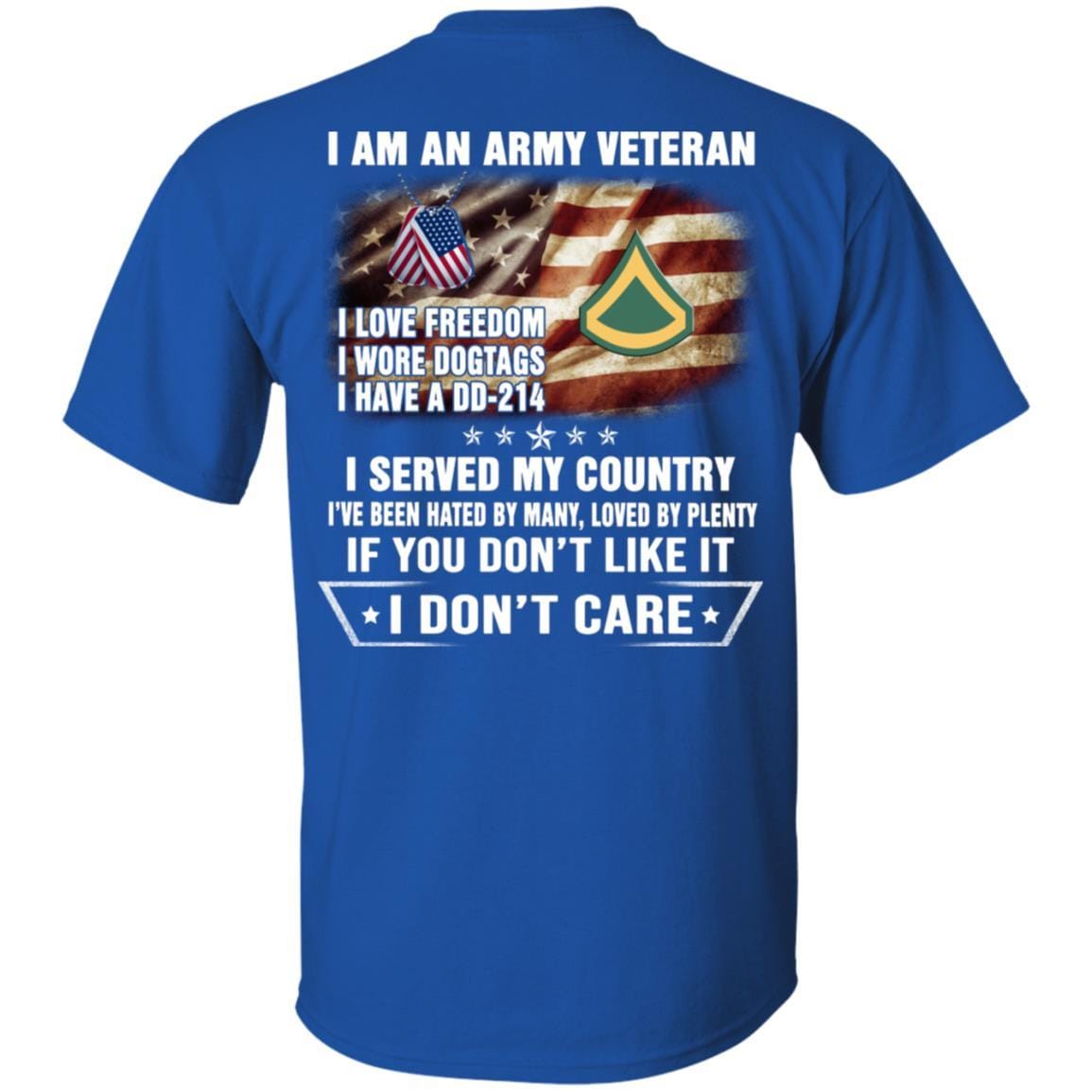 T-Shirt "I Am An Army Veteran" E-3 Private First Class(PFC)Rank On Back-TShirt-Army-Veterans Nation