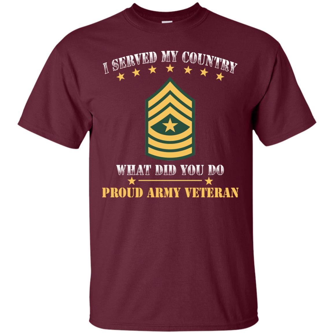 US Army E-9 Sergeant Major E9 SGM Noncommissioned Officer Ranks Men Front T Shirt - Proud US Army Veteran-TShirt-Army-Veterans Nation