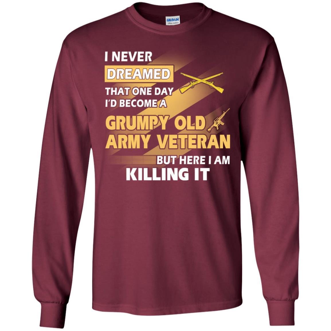 US Army T-Shirt "Infantry Grumpy Old Veteran" On Front-TShirt-Army-Veterans Nation