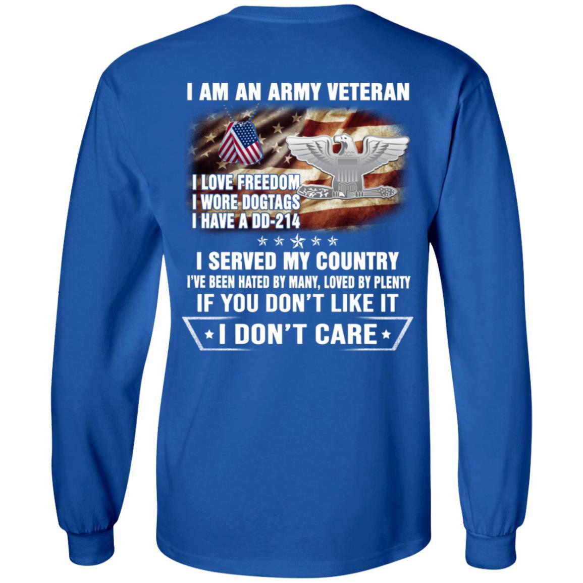 T-Shirt "I Am An Army Veteran" O-6 Colonel(COL)Rank On Back-TShirt-Army-Veterans Nation
