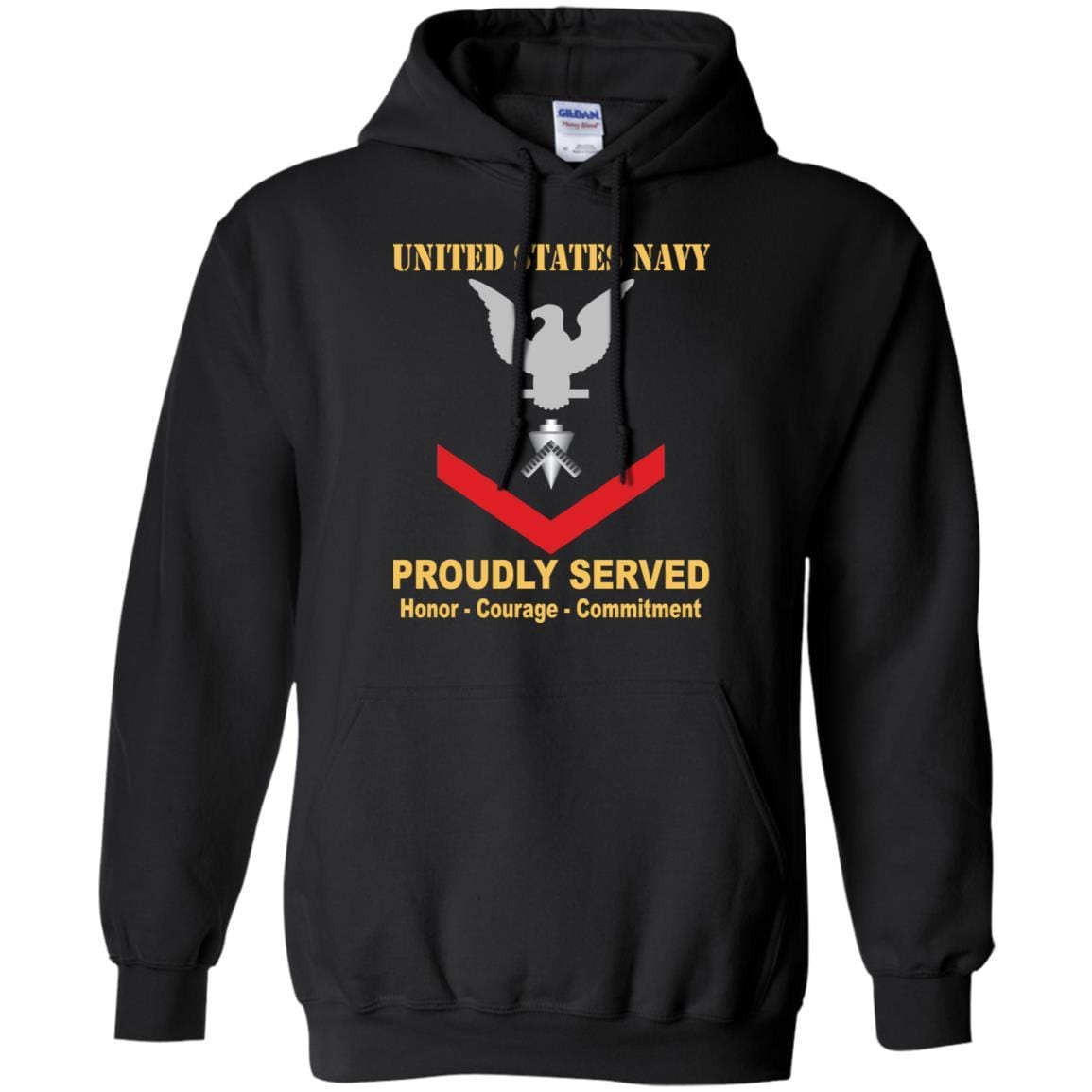 U.S Navy Builder Navy BU E-4 Rating Badges Proudly Served T-Shirt For Men On Front-TShirt-Navy-Veterans Nation