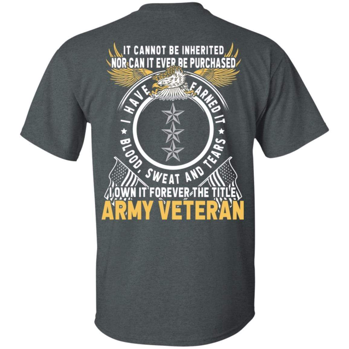 US Army O-9 Lieutenant General O9 LTG General Officer Ranks T-Shirt For Men On Back-TShirt-Army-Veterans Nation