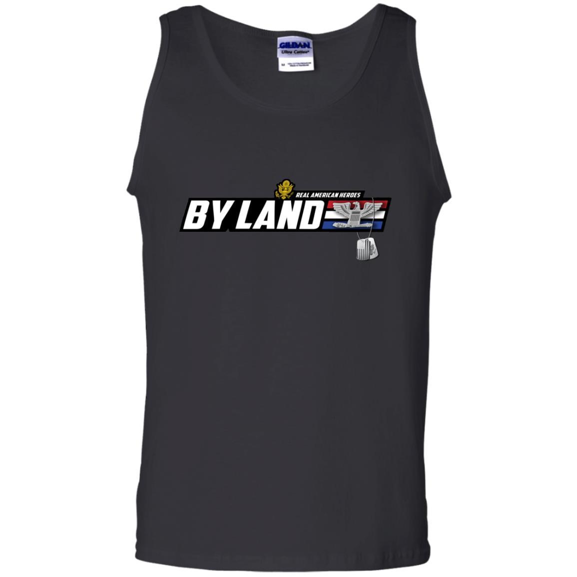 US Army T-Shirt "Real American Heroes By Land" O-6 Colonel(COL) On Front-TShirt-Army-Veterans Nation
