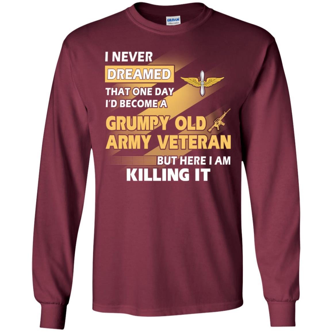 US Army T-Shirt "Aviation Grumpy Old Veteran" On Front-TShirt-Army-Veterans Nation