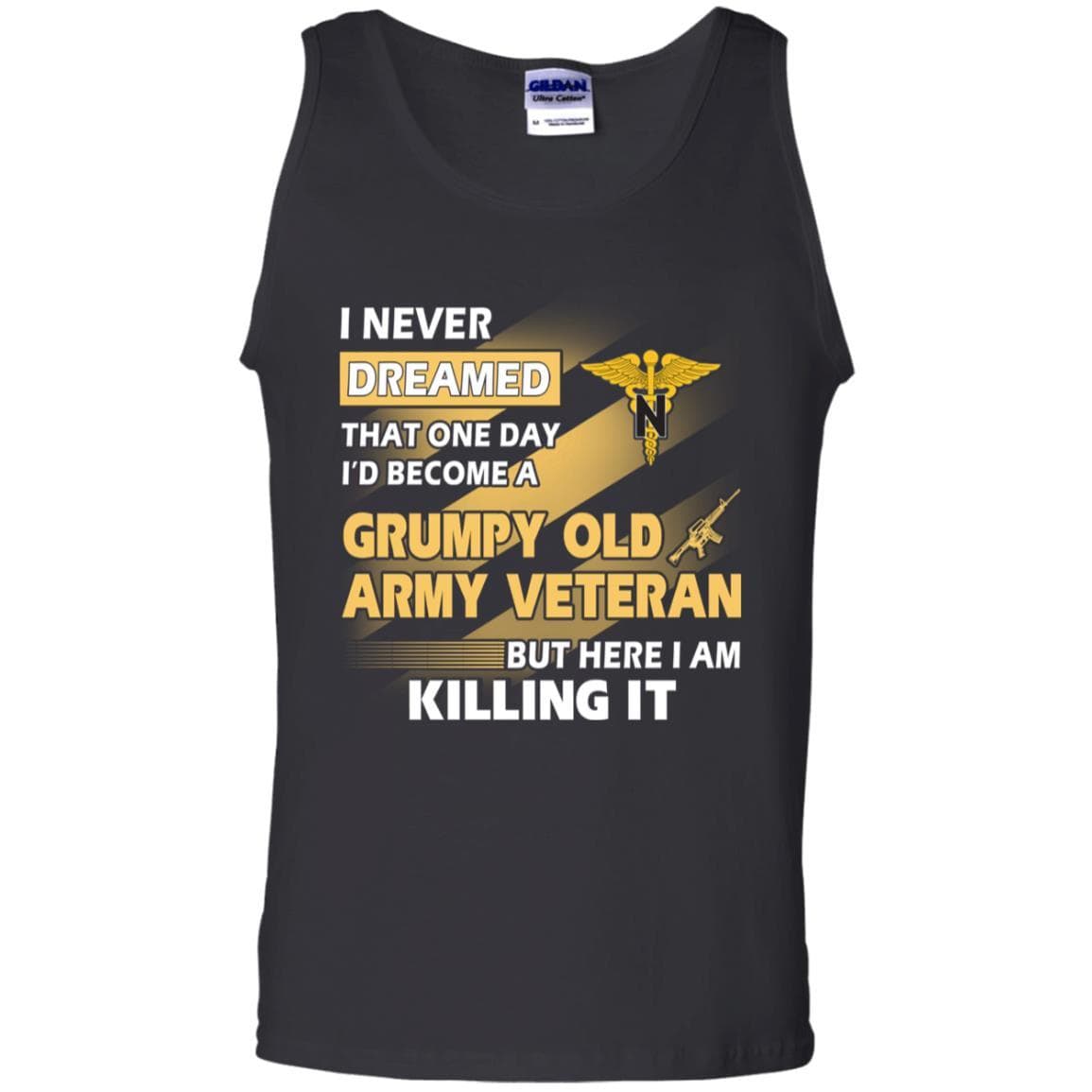 US Army T-Shirt "Nurse Corps Grumpy Old Veteran" On Front-TShirt-Army-Veterans Nation