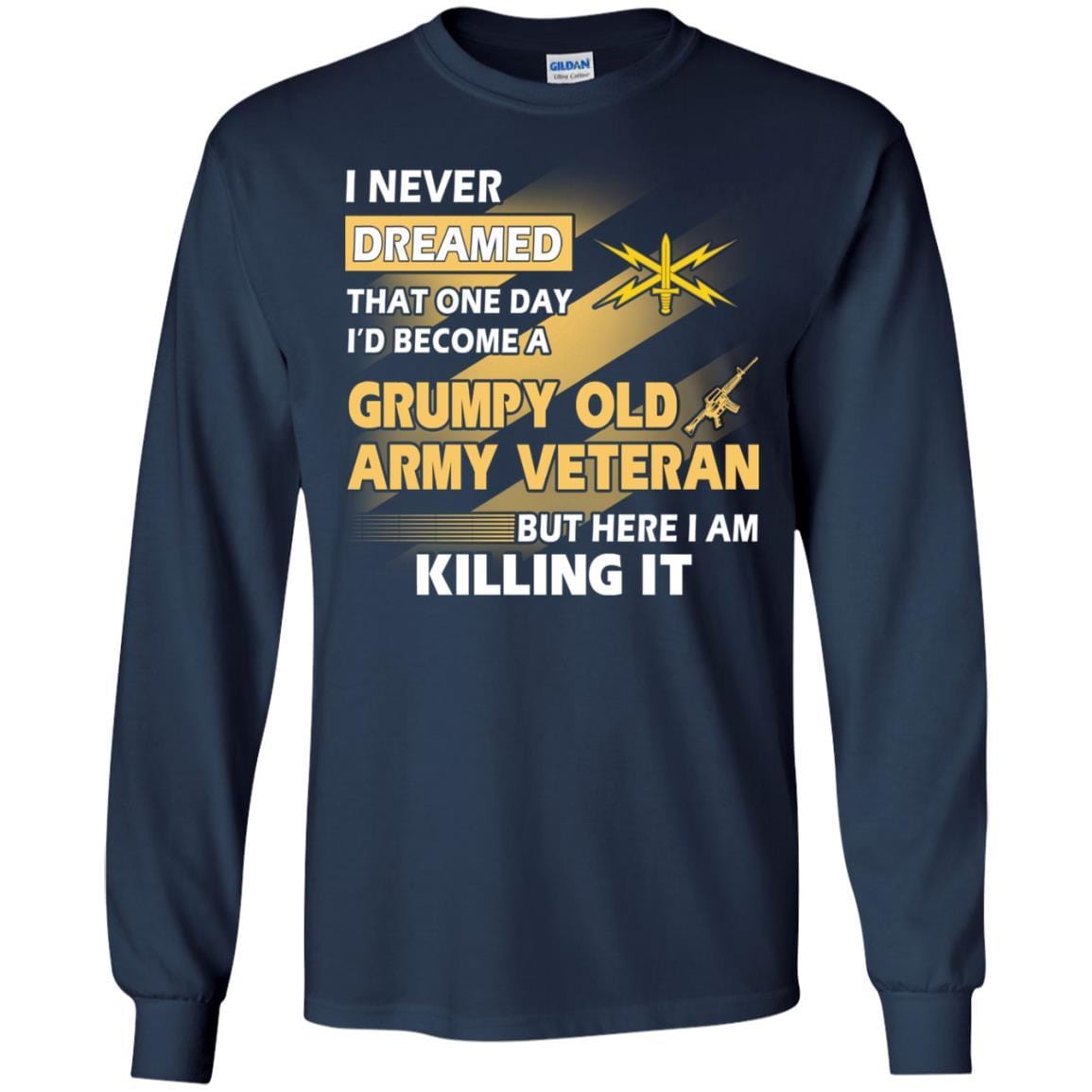 US Army T-Shirt "Cyber Corps Grumpy Old Veteran" On Front-TShirt-Army-Veterans Nation
