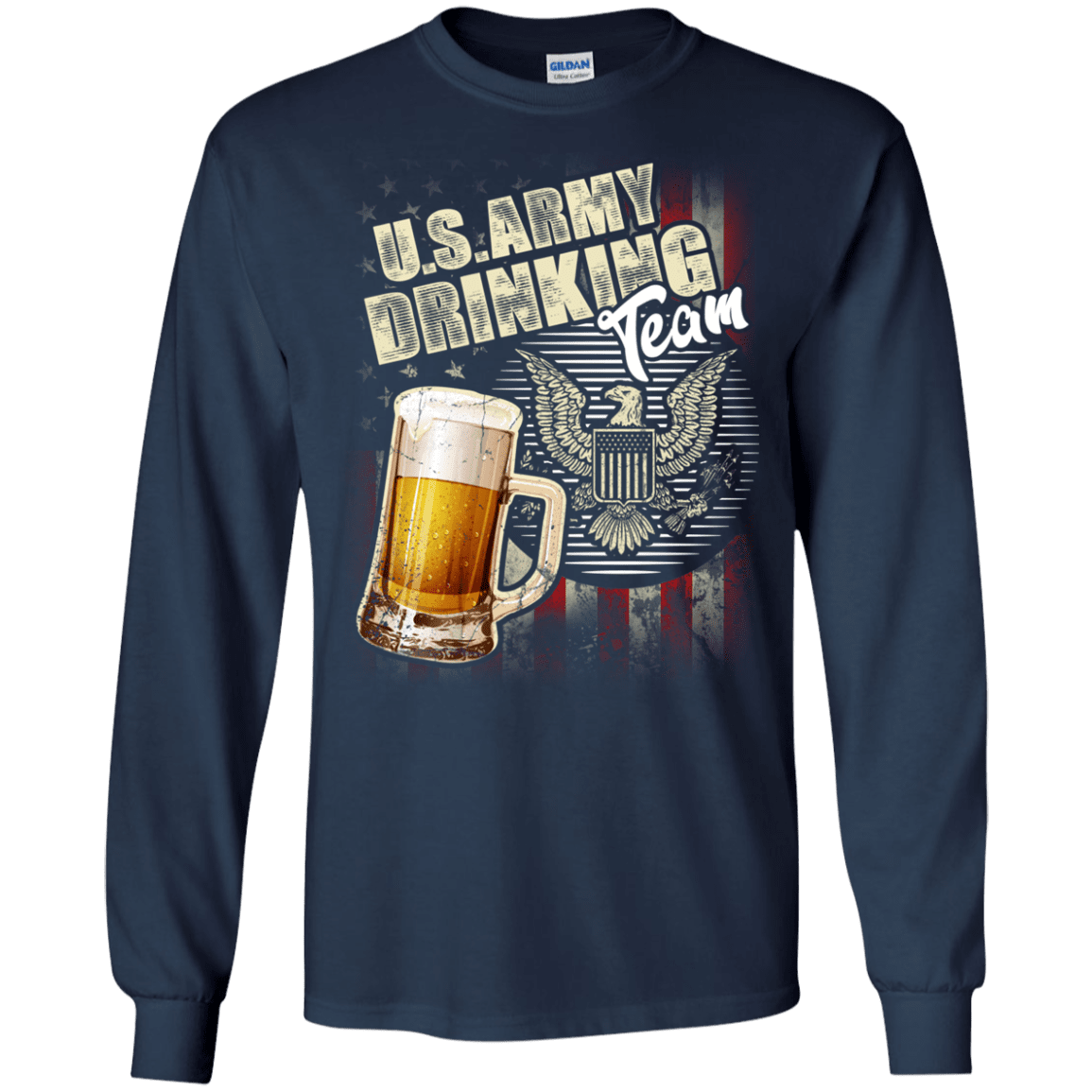 US Army Drinking Bear Team Front T Shirts-TShirt-Army-Veterans Nation