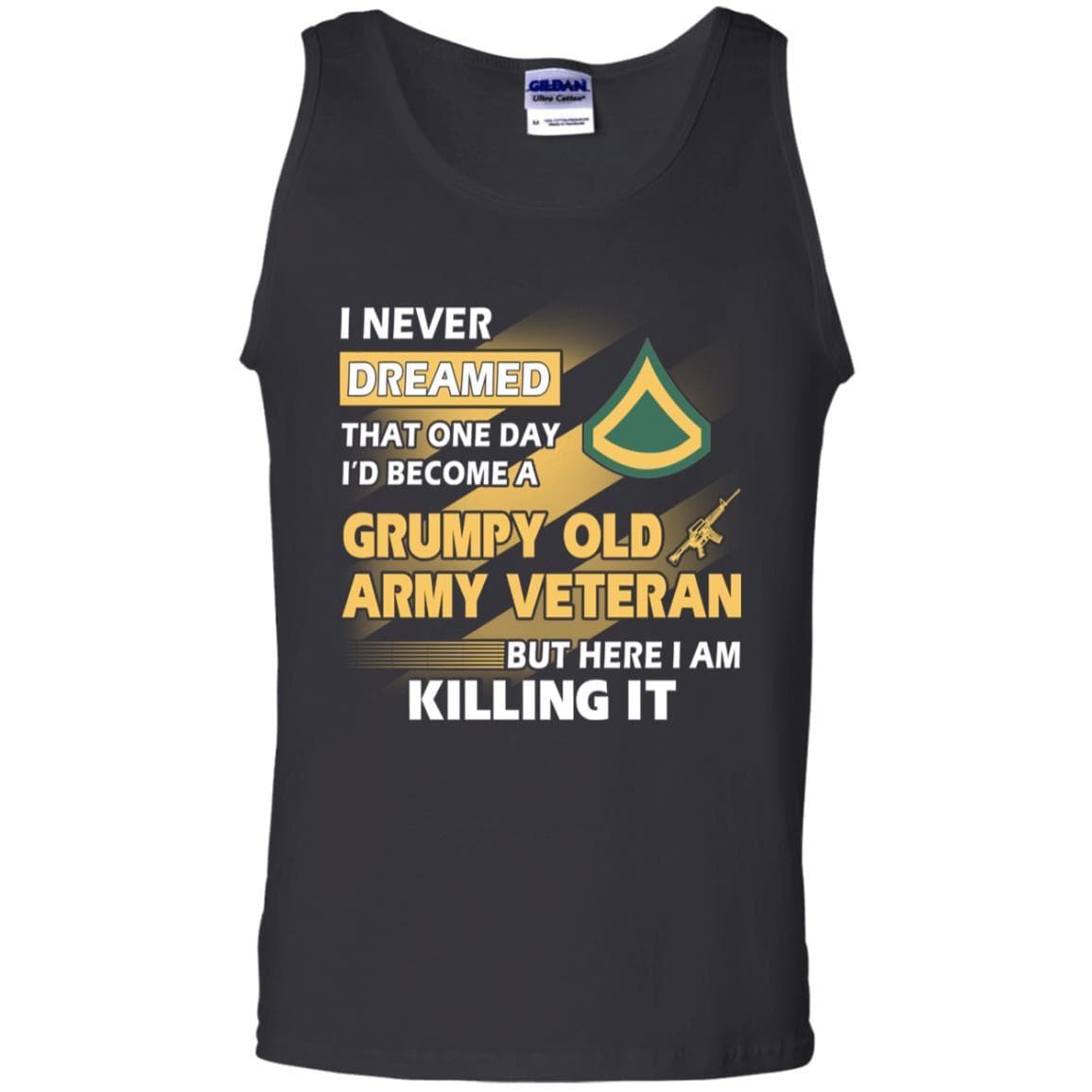 US Army T-Shirt "Grumpy Old Veteran" E-3 Private First Class(PFC) On Front-TShirt-Army-Veterans Nation