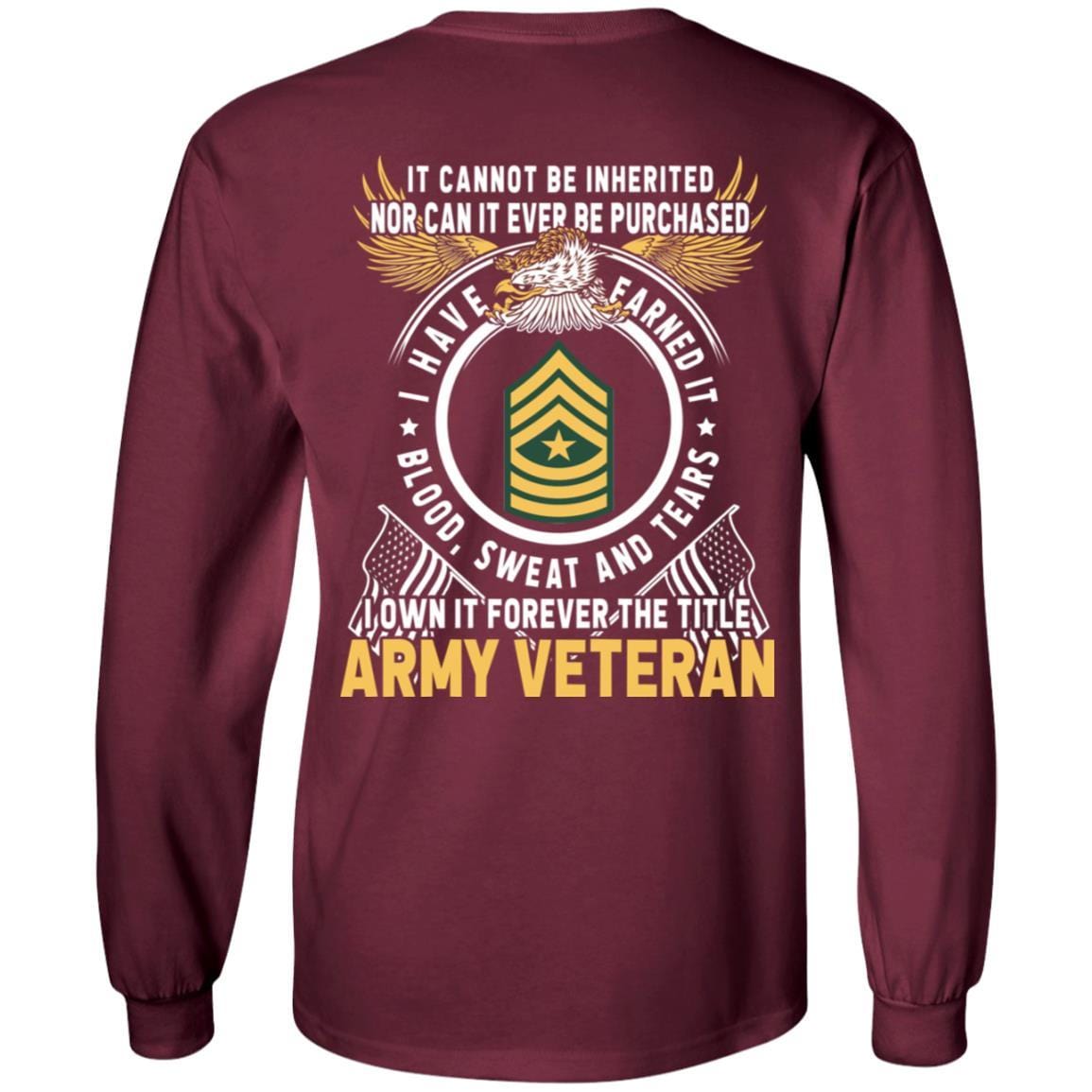 US Army E-9 Sergeant Major E9 SGM Noncommissioned Officer Ranks T-Shirt For Men On Back-TShirt-Army-Veterans Nation