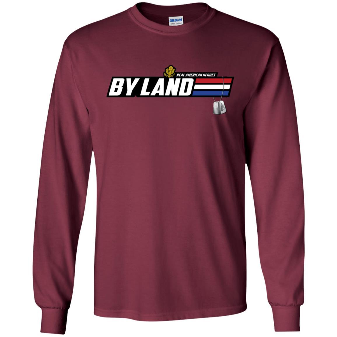 US Army T-Shirt "Real American Heroes By Land" On Front-TShirt-Army-Veterans Nation
