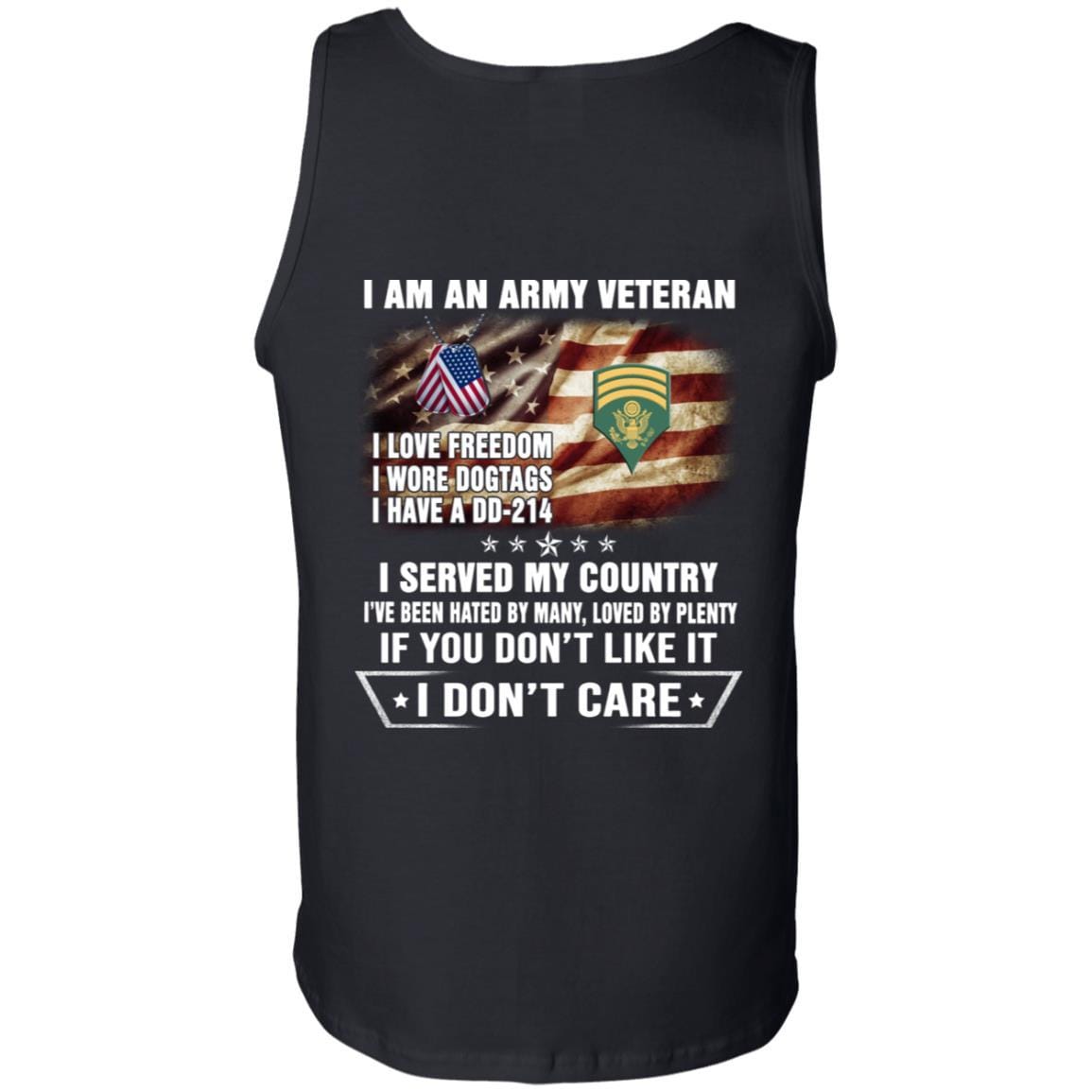 T-Shirt "I Am An Army Veteran" E-7 SPC(SP7)Rank On Back-TShirt-Army-Veterans Nation