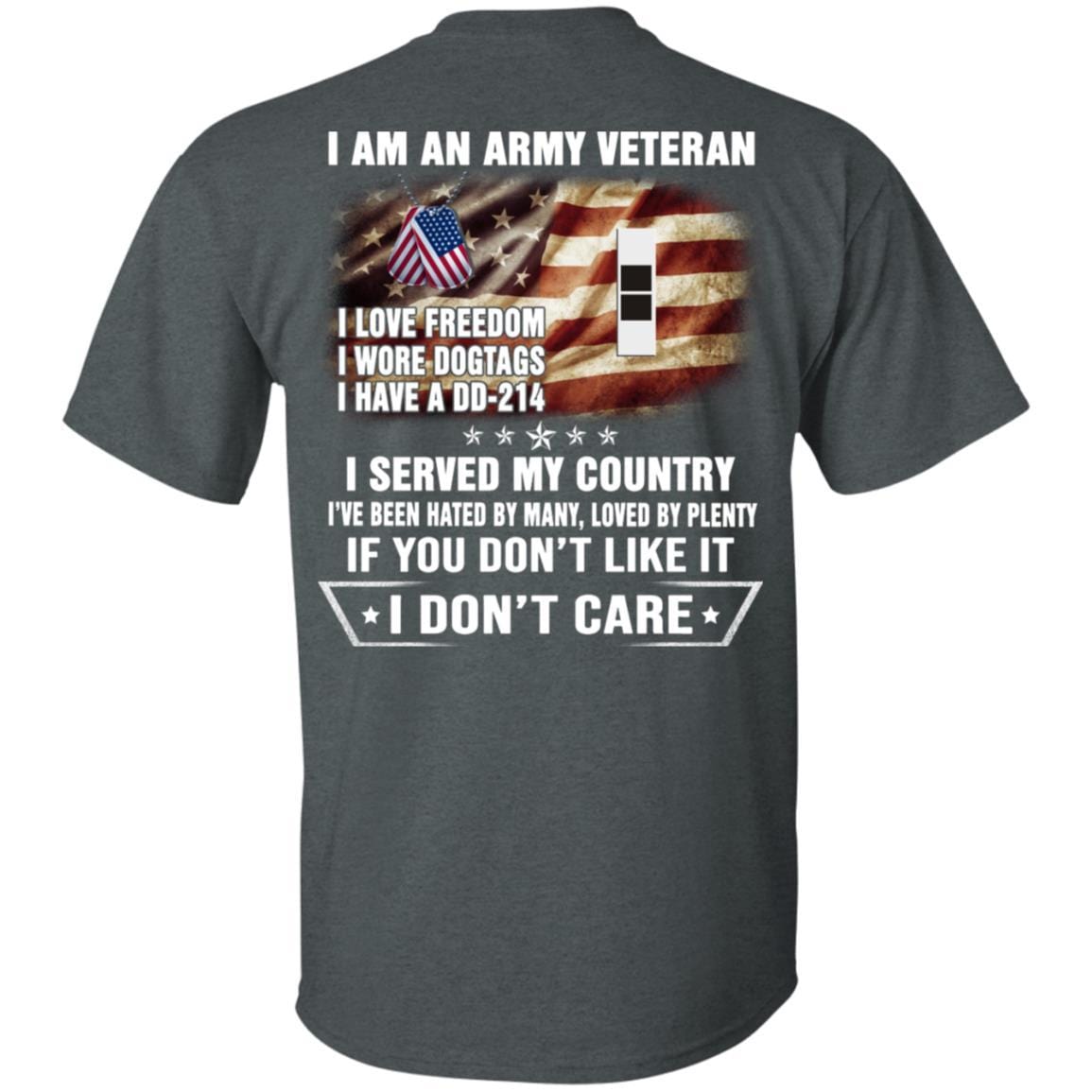 T-Shirt "I Am An Army Veteran" W-2 Chief Warrant Officer 2(CW2)Rank On Back-TShirt-Army-Veterans Nation