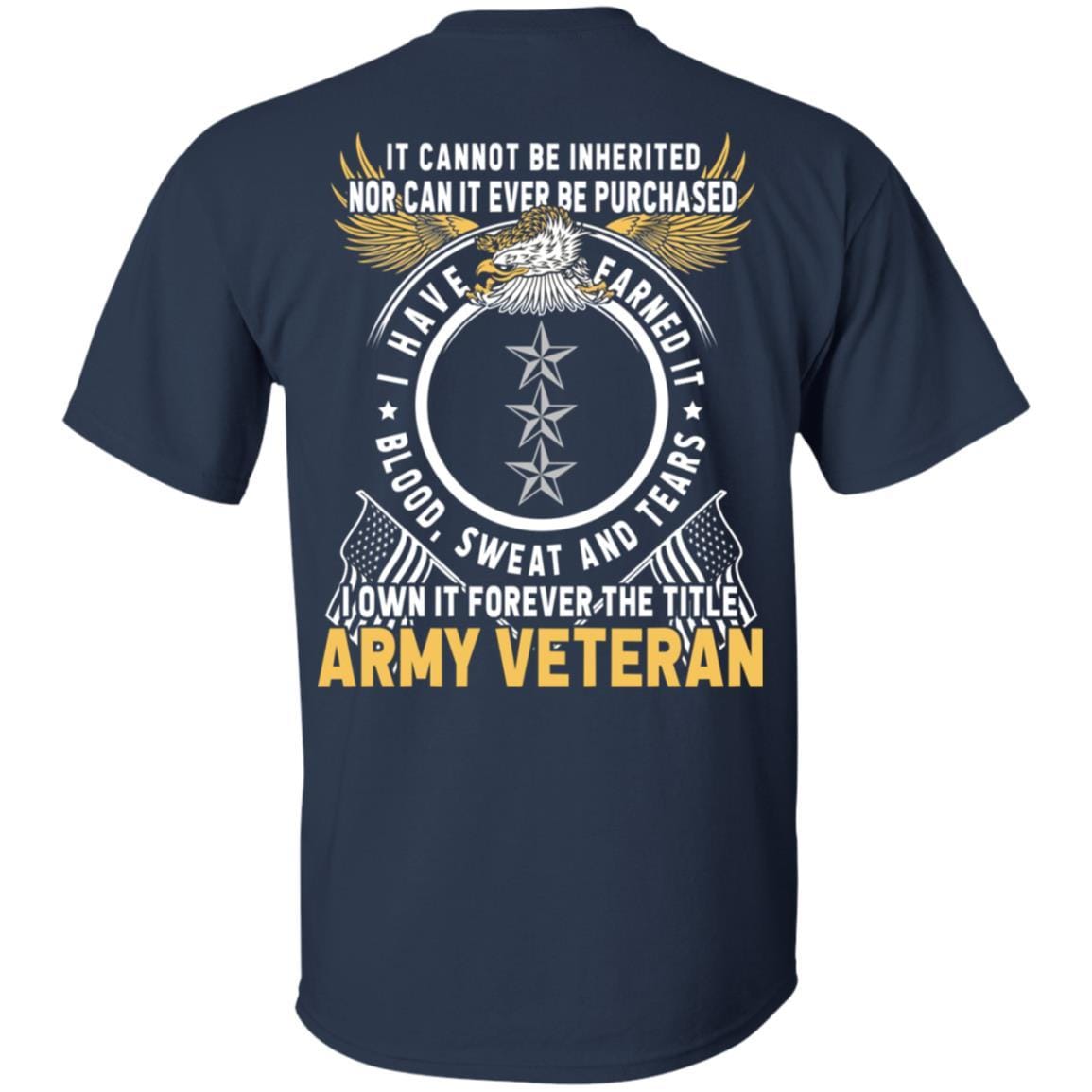 US Army O-9 Lieutenant General O9 LTG General Officer Ranks T-Shirt For Men On Back-TShirt-Army-Veterans Nation