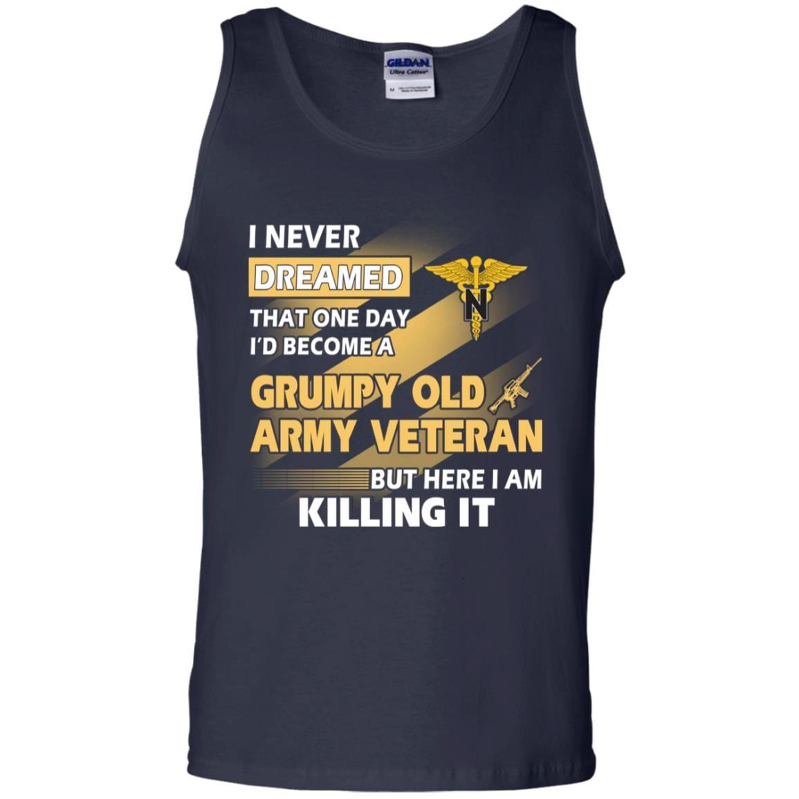 US Army T-Shirt "Nurse Corps Grumpy Old Veteran" On Front-TShirt-Army-Veterans Nation