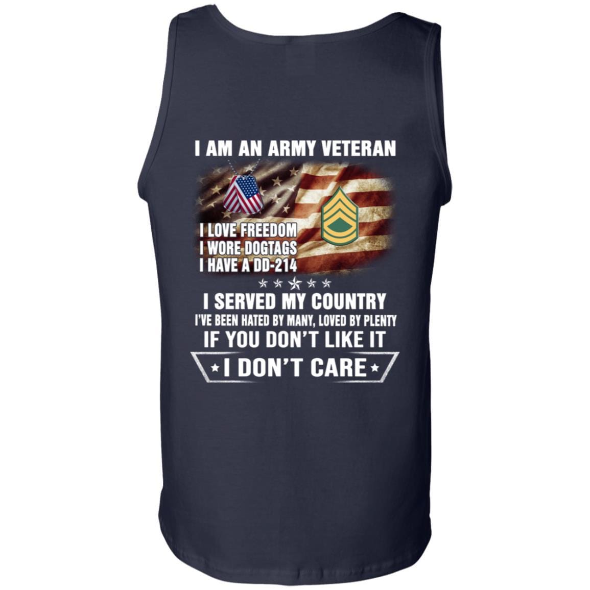 T-Shirt "I Am An Army Veteran" E-7 Sergeant First Class(SFC)Rank On Back-TShirt-Army-Veterans Nation