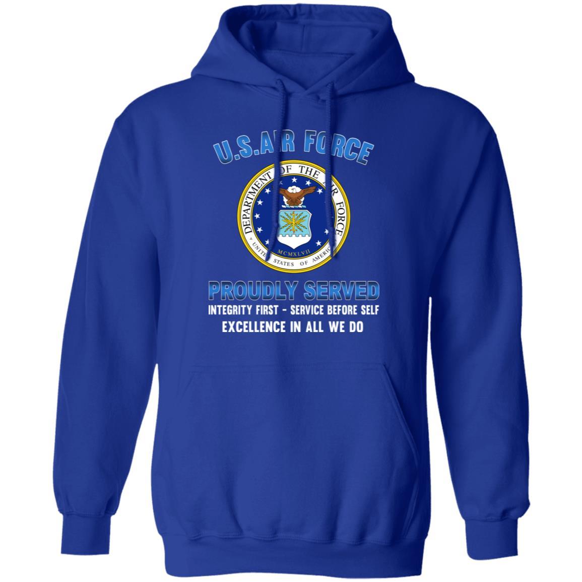 US Air Force Eagle Logo Proudly Served T-Shirt On Front-TShirt-USAF-Veterans Nation