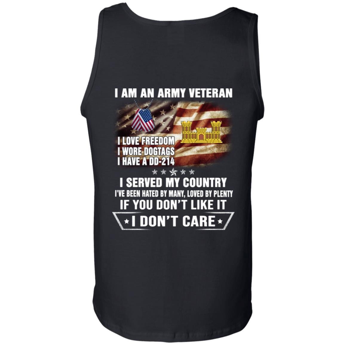T-Shirt "I Am An Army Corps of Engineers Veteran" On Back-TShirt-Army-Veterans Nation