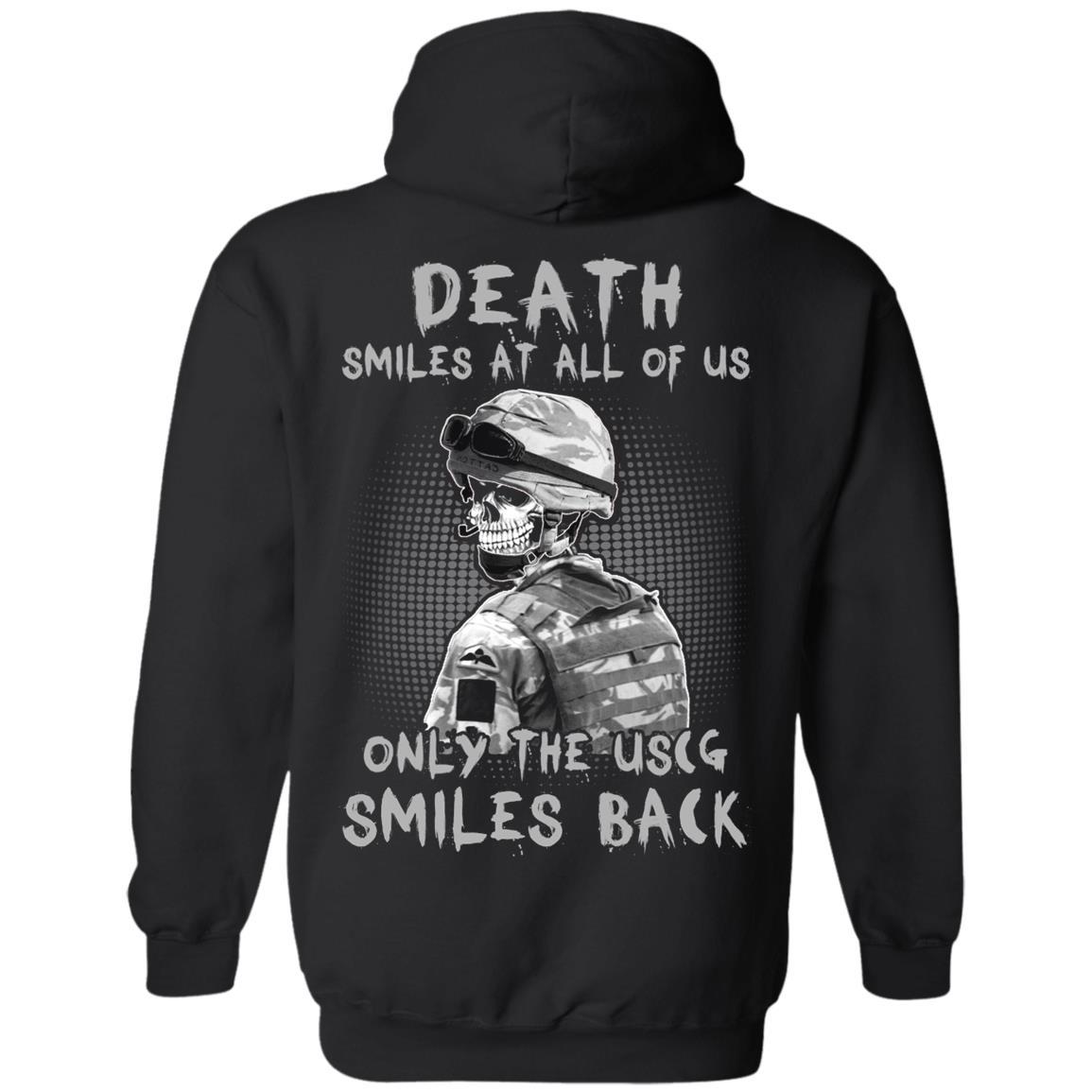 Death Smiles At All Of Us - Only The US Coast Guard Smiles Back Men T Shirt On Back-TShirt-USCG-Veterans Nation