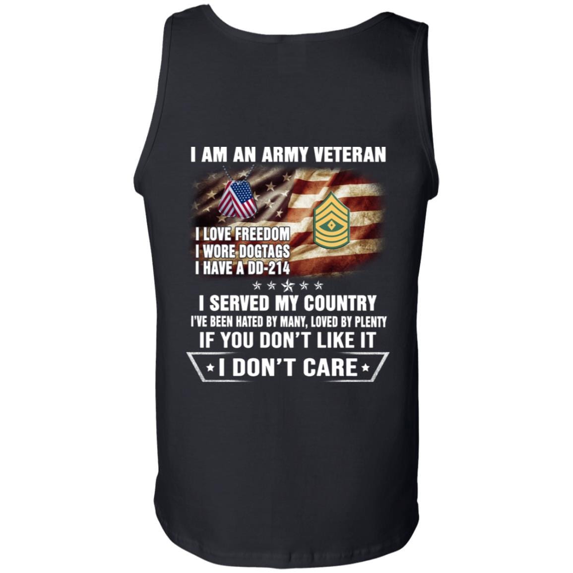T-Shirt "I Am An Army Veteran" E-8 First Sergeant(1SG)Rank On Back-TShirt-Army-Veterans Nation