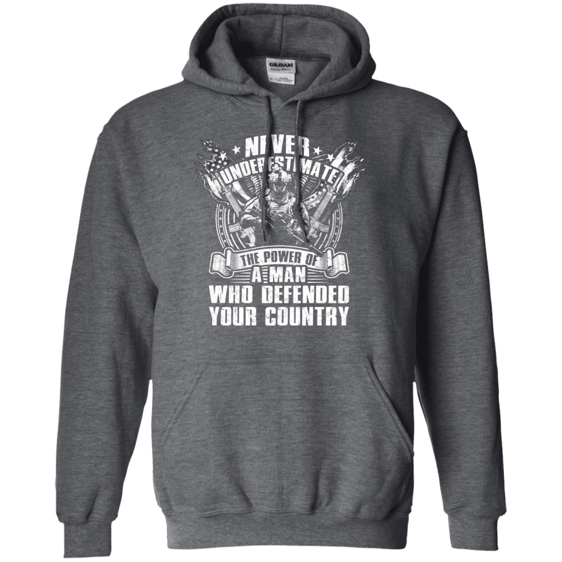 Military T-Shirt "Never Underestimate The Power of Man Defended Country Men" Front-TShirt-General-Veterans Nation