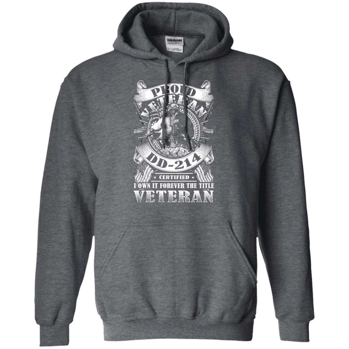 Military T-Shirt "Proud Veteran DD 214" Front-TShirt-General-Veterans Nation