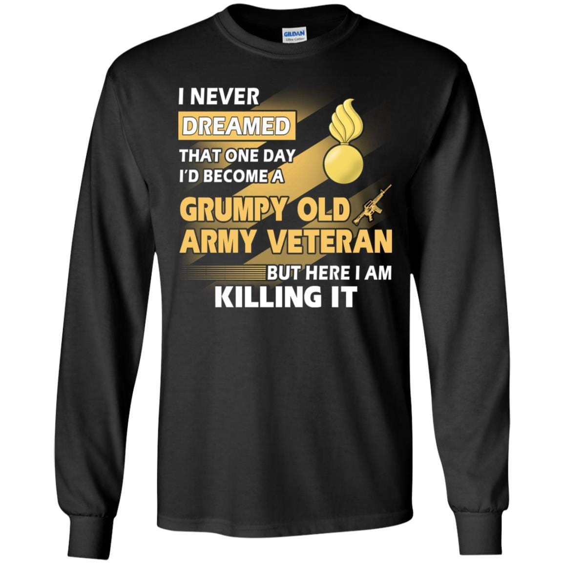 US Army T-Shirt "Ordnance Corps Grumpy Old Veteran" On Front-TShirt-Army-Veterans Nation