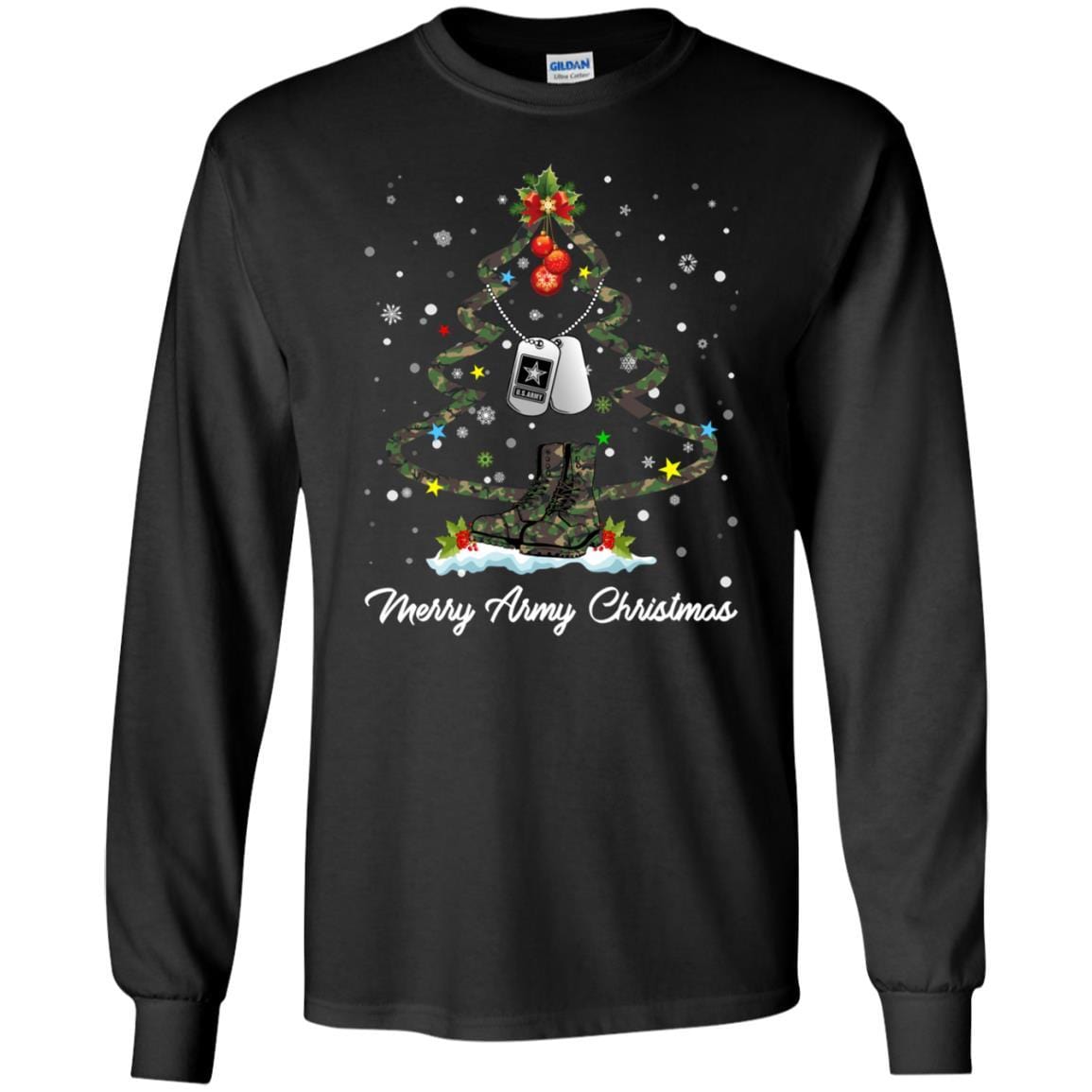 Merry Army Christmas T-Shirt For Men On Front-TShirt-Army-Veterans Nation