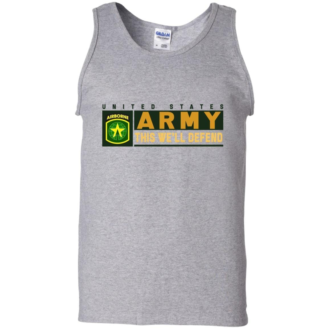 US Army 16TH MILITARY POLICE BRIGADE WITH AIRBORNE TAB- This We'll Defend T-Shirt On Front For Men-TShirt-Army-Veterans Nation