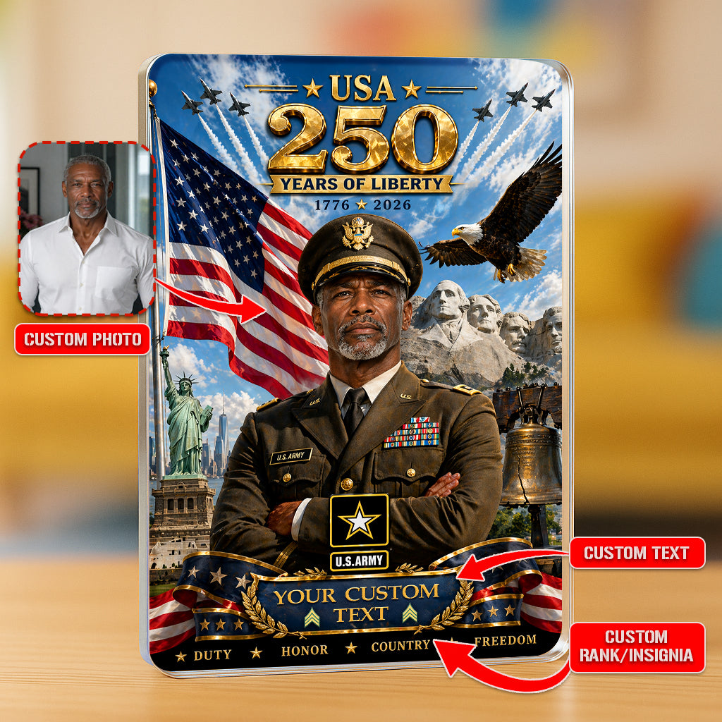 USA 250 Years Of Liberty Custom US Army Green Service Uniform Figure Acrylic Block