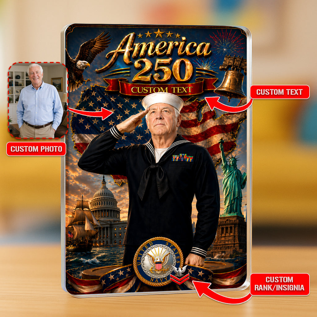 America 250th Custom Figure US Navy Male Enlisted Ceremonial Uniform Full Dress Blue Acrylic Block