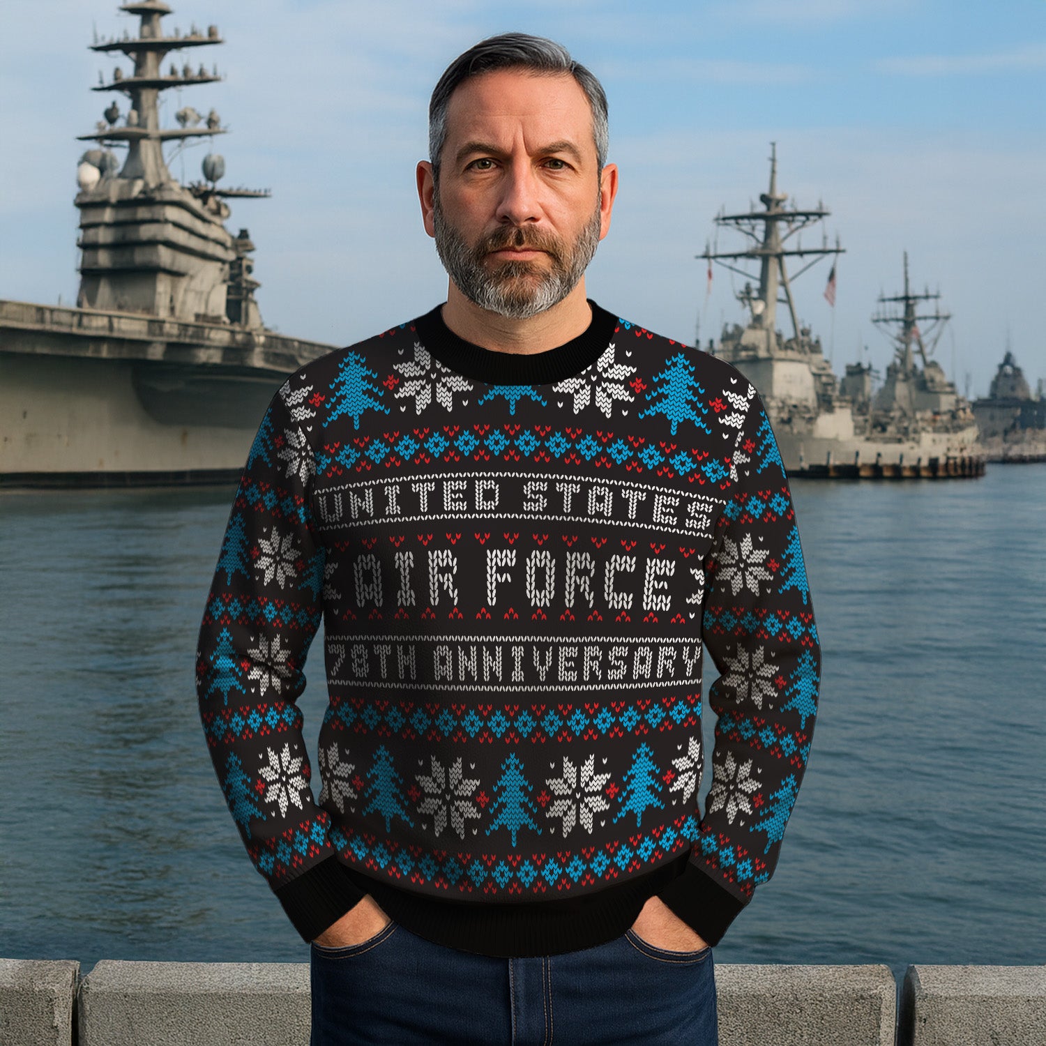 US Air Force 78th Anniversary Ugly Christmas Sweater for Women Men